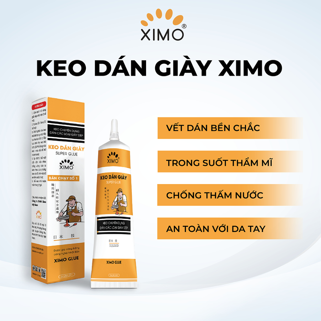 Keo dán giày siêu dính XIMO 60ml, An toàn, Chống nước, Không kết  tủa, Dán được nhiều loại giày