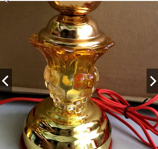 Đôi đèn thờ thủy tinh 3 lớp, đèn thờ cúng cao 20cm