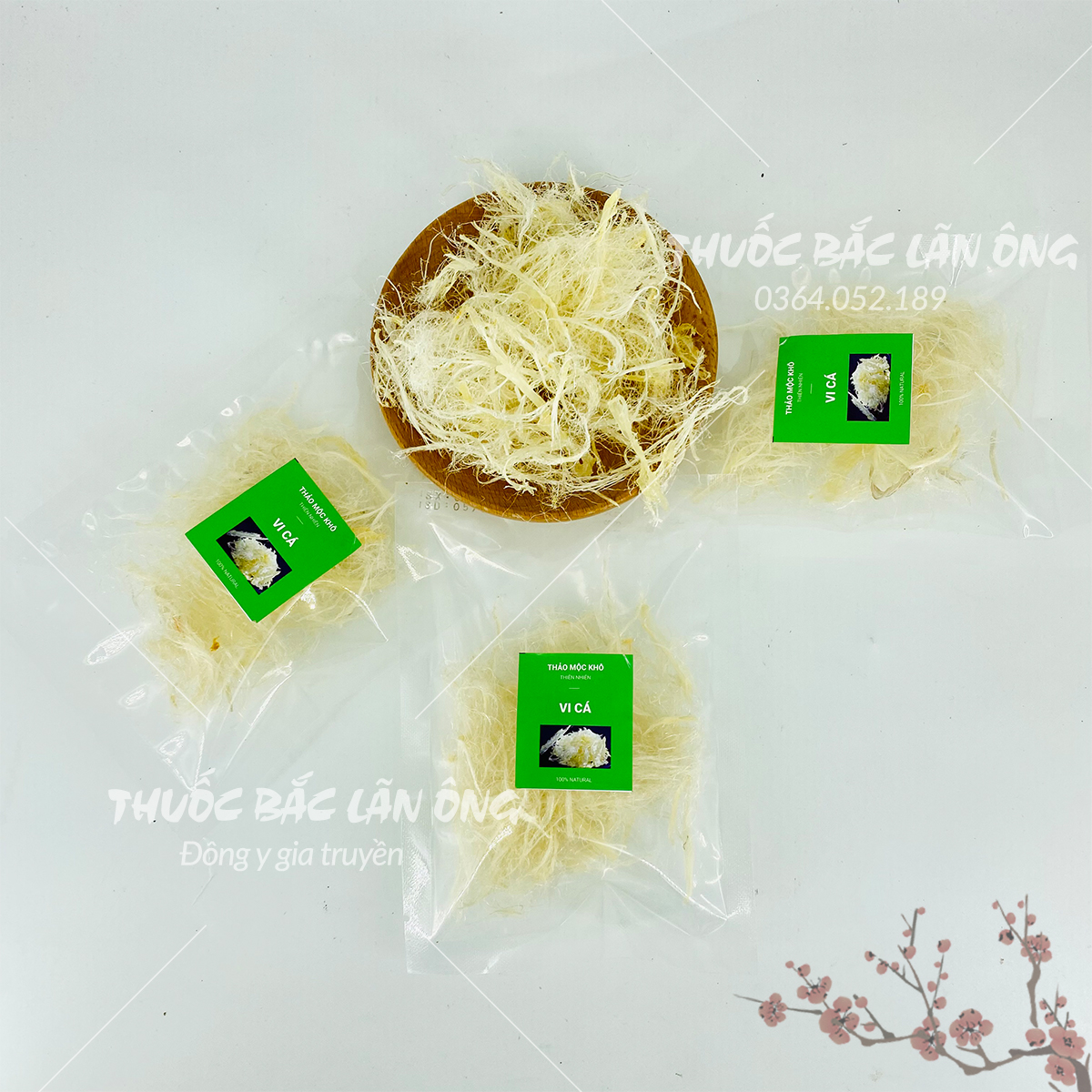 Vi cá mập nguyên cước 100g (Dạng sợi, dùng nấu súp, hầm canh dinh dưỡng, chế biến tiện lợi) - Thuốc bắc lãn ông