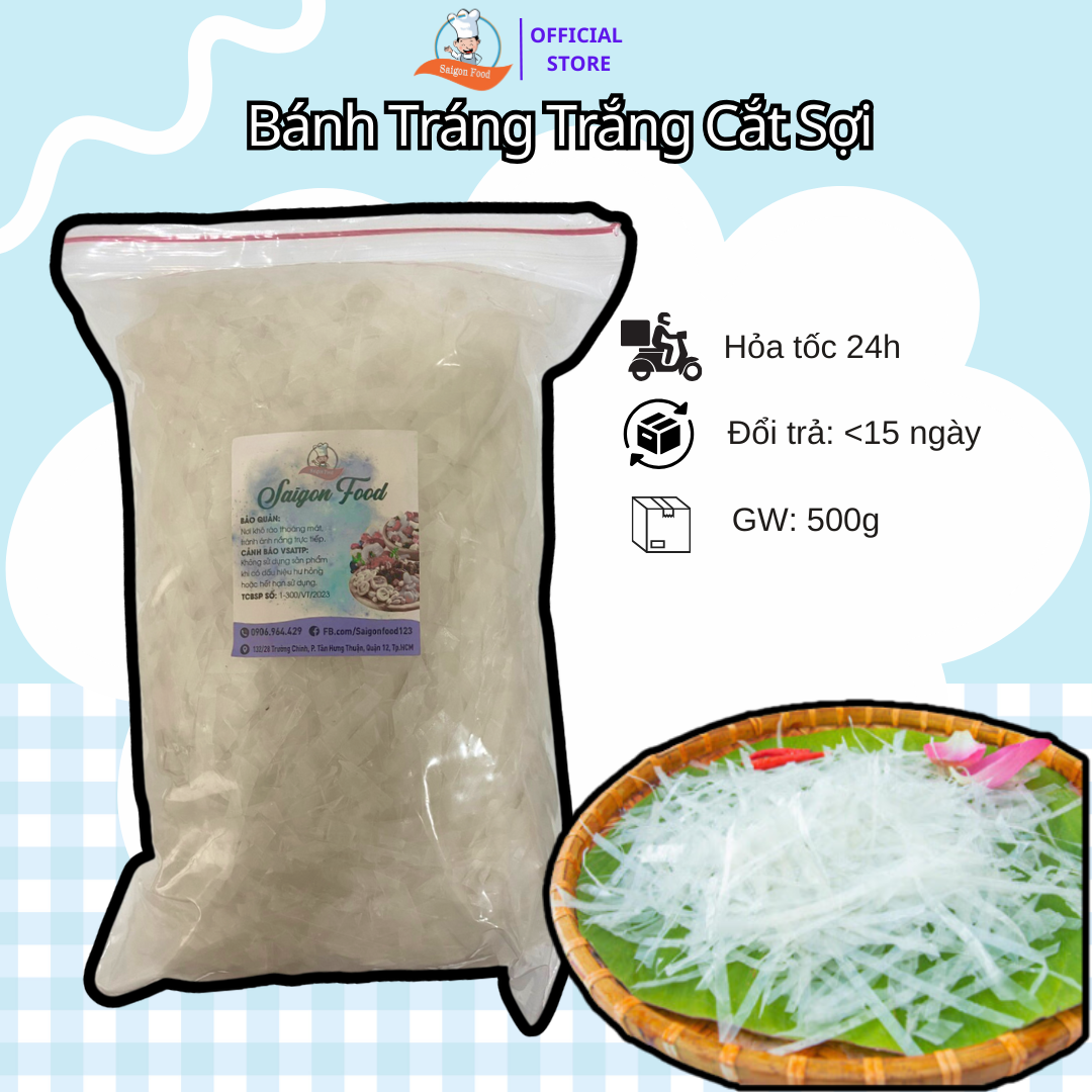 Bánh tráng cắt sợi làm bánh tráng trộn 500g