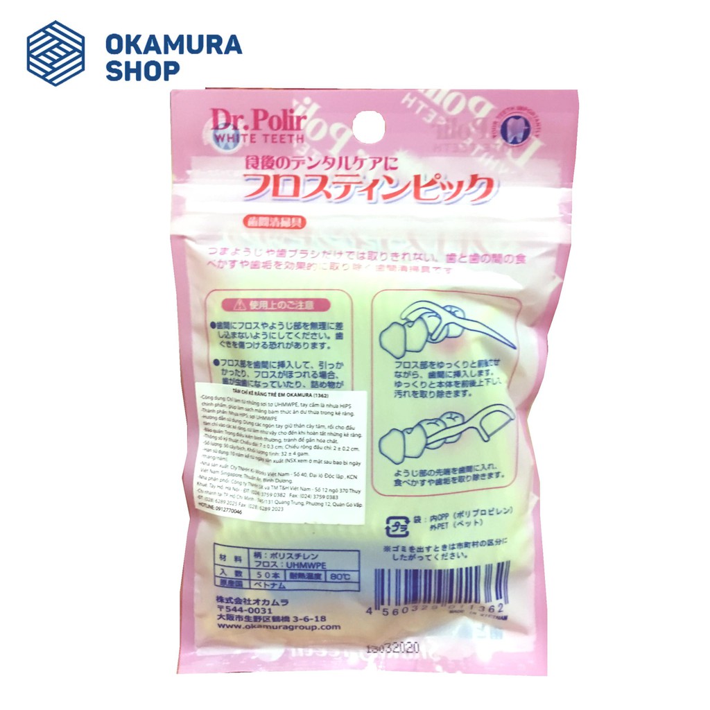 [HCM]Tăm chỉ kẽ răng trẻ em OKAMURA - BỊCH 50 CÂY