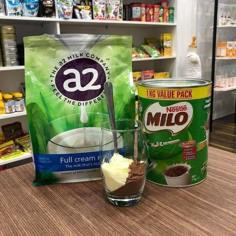 Bộ đôi sữa bột milo úc 1kg và sữa A2 1kg (mẫu mới)