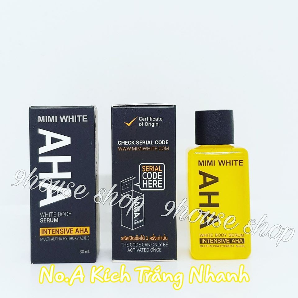 01 chai serum body trắng da mimi white aha thailand 30ml
