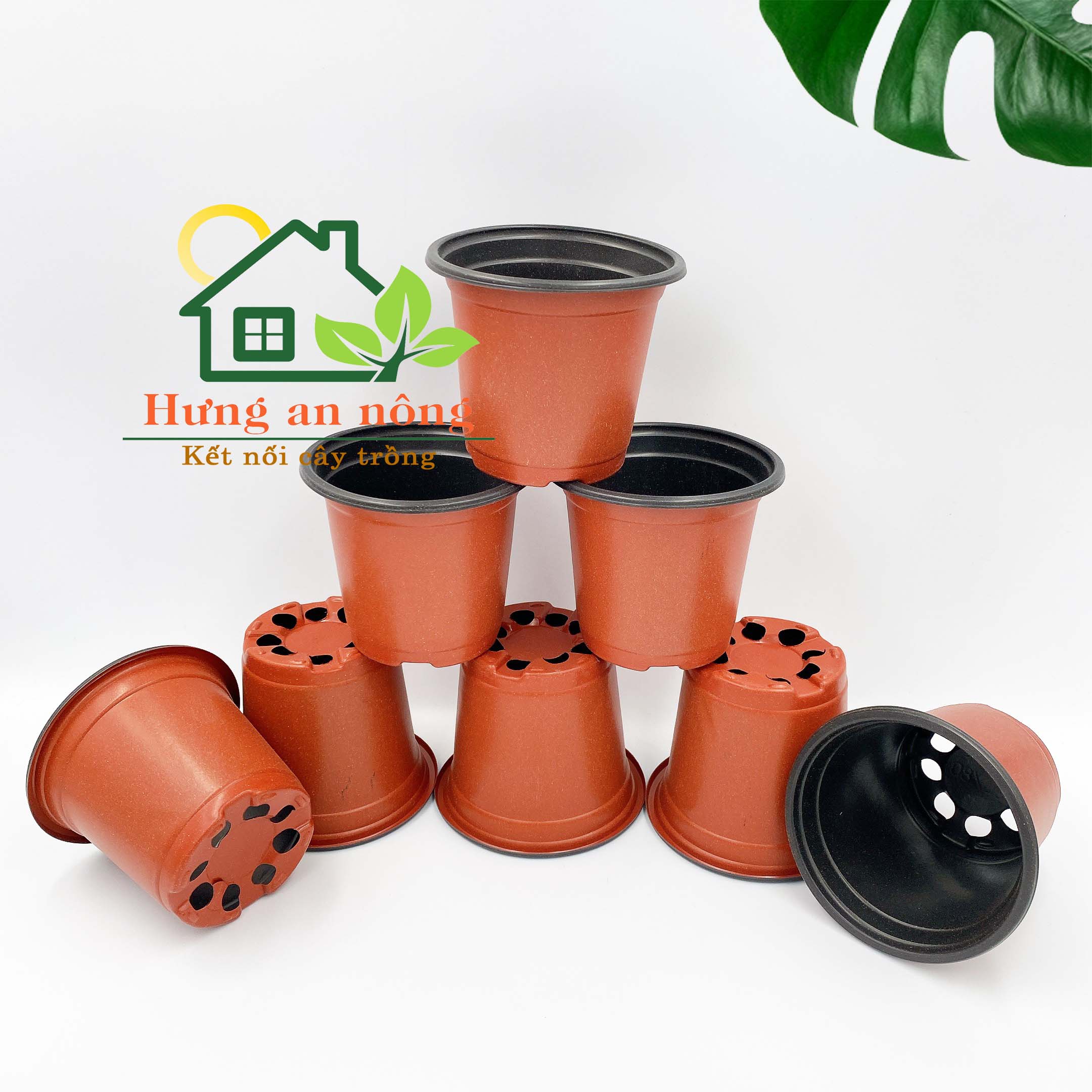 CNTL2 - Sét 100 cái chậu nâu nhựa tròn ươm trồng cây giống, size 8.7x7.5cm 3g/cái mỏng