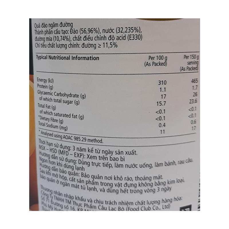 Đào ngâm Rhodes lon 825g