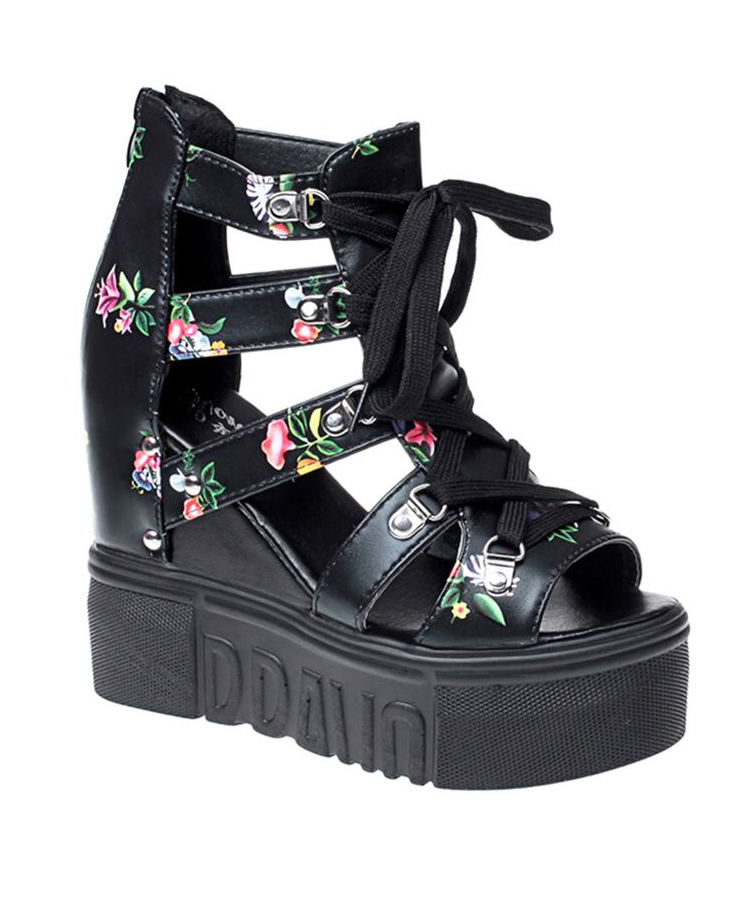 Giày Sandal nữ đế xuồng (Đen) S087D