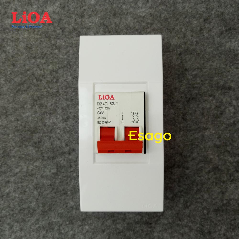 [HCM][63A] Combo cầu dao tự động (APTOMAT) LiOA 63A loại 2 cực - Lắp nổi