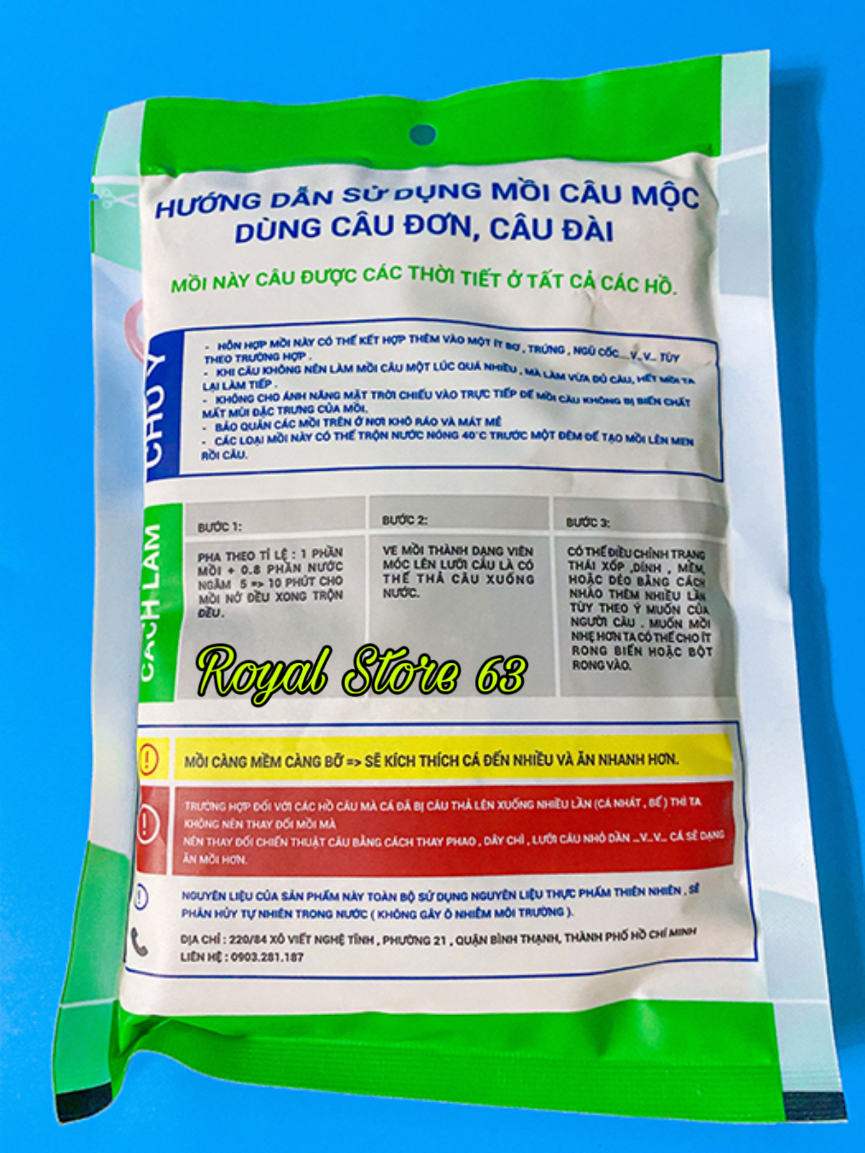 Mồi cám câu cá Mộc Xanh Lá, Cá Rô Phi, Điêu Hồng, Chép (200gram)