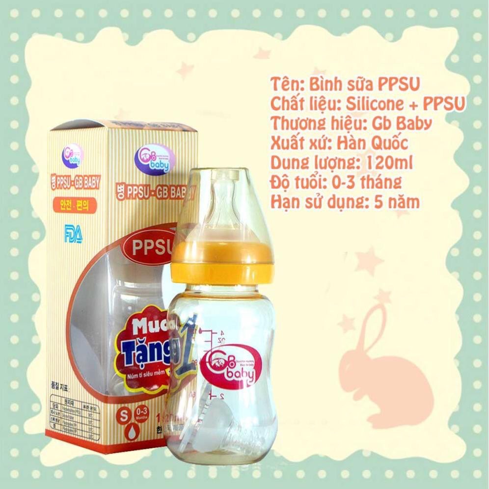 Bình sữa Gb Baby PPSU 120ml/ bình sữa cổ hẹp