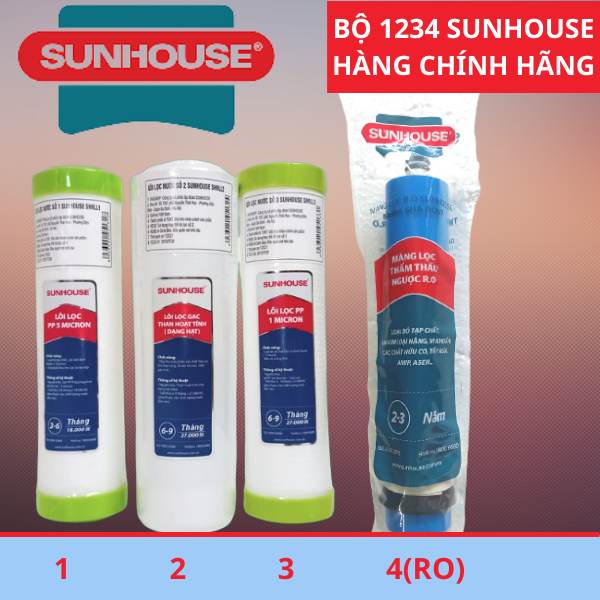 COMBO LÕI 1234 SUNHOUSE (Lọc thô 123+ màng RO)