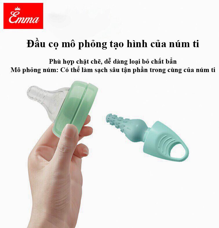 [Hàng chính hãng] Cọ rửa bình sữa EMMAKID 4 chi tiết hàng cao cấp