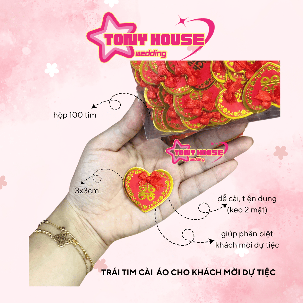 Set 100 Tim cài áo khách mời dự tiệc cưới