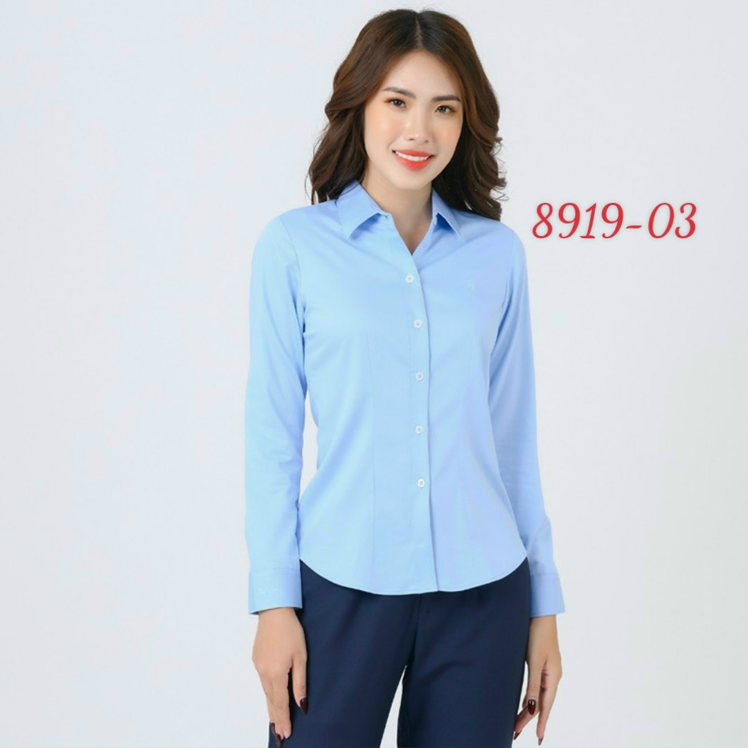 Áo sơ mi Thái Hòa vải sợi tre co giãn nhẹ màu xanh biển 8919-03