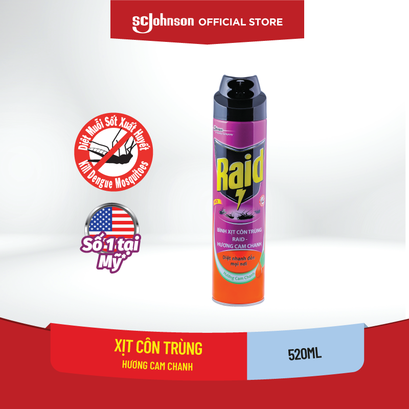 RAID Bình xịt côn trùng Hương Cam Chanh 520ml