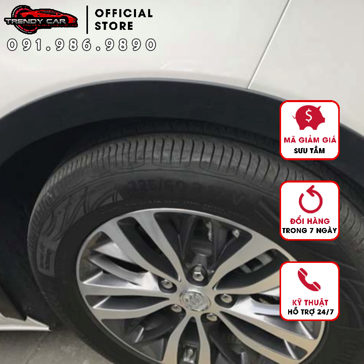 Vè cua lốp - Viền lốp bảo vệ trang trí hốc lốp (hốc bánh xe) - màu đen và màu vân cacbon nhiều kích thước tùy chọn