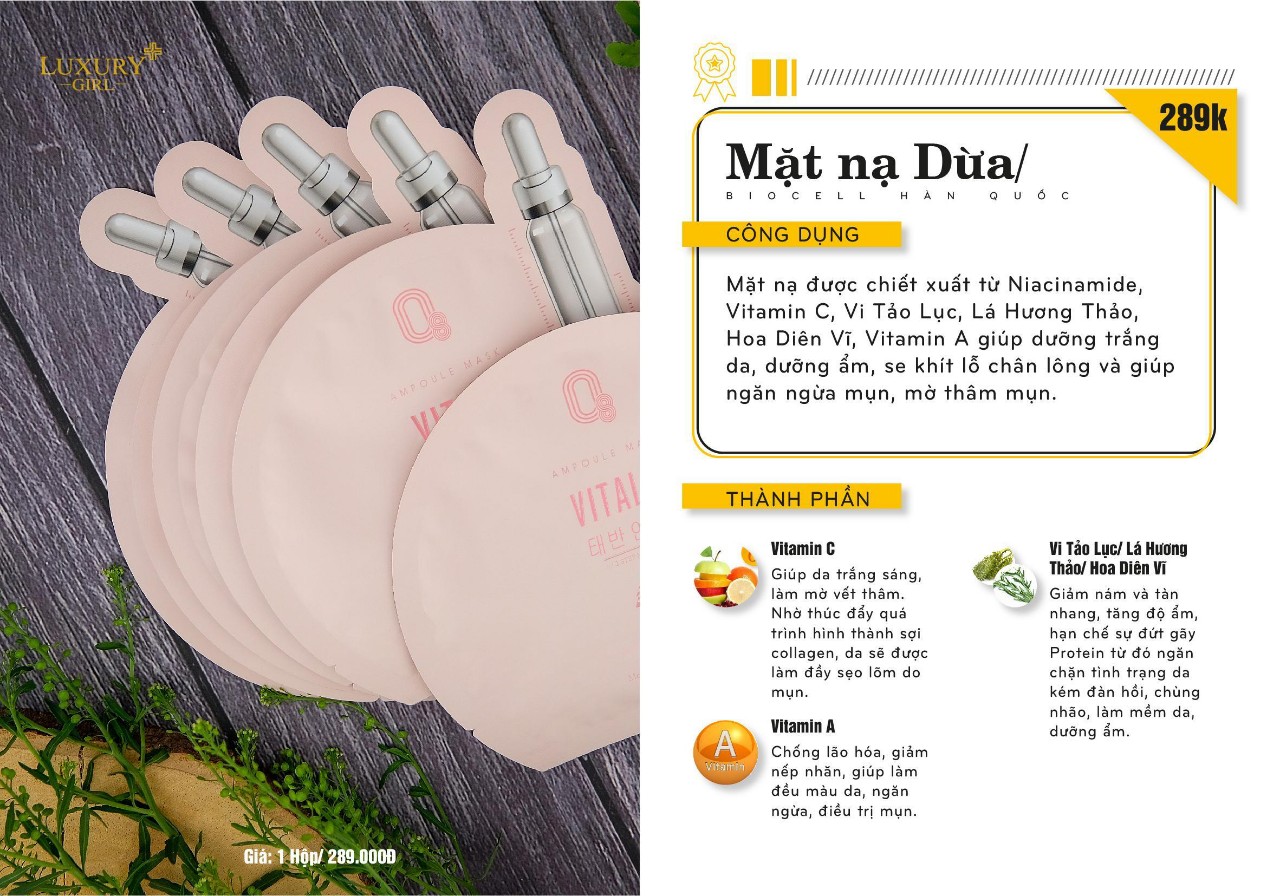 Mặt Nạ Dừa Biocell O8 Luxury Girl ( 1 miếng nạ)