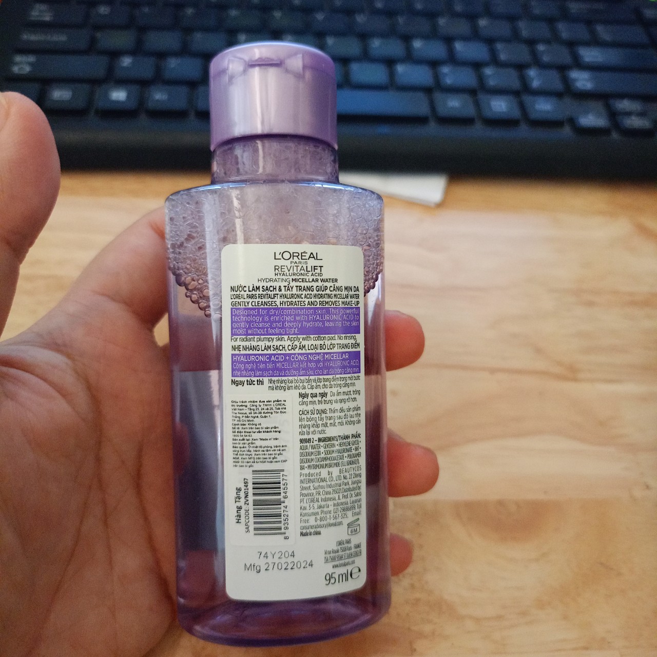 ( 95ml ) Nước tẩy trang cấp ẩm & kiềm dầu L'Oreal Paris