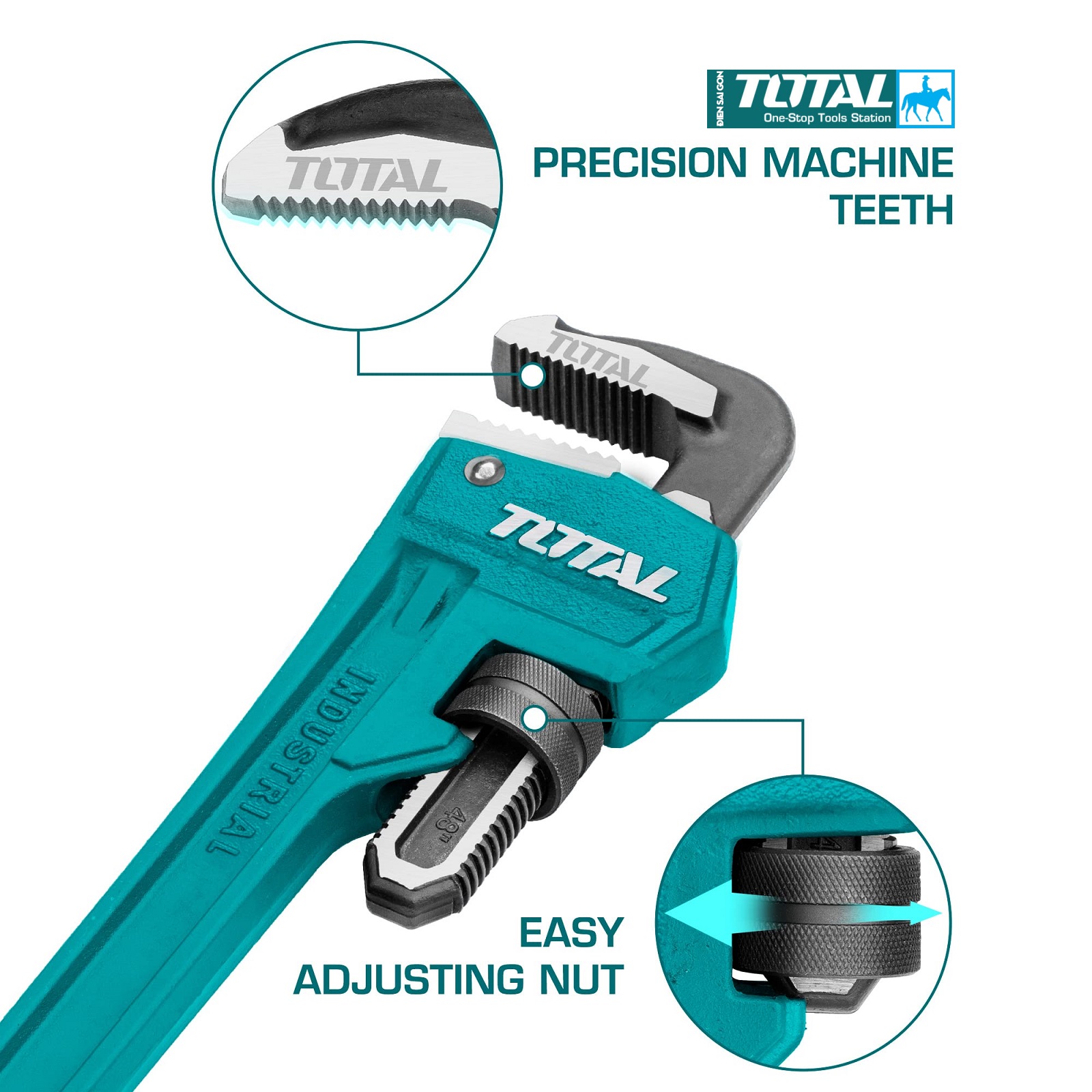 Mỏ lết răng 350mm 14inch Total THT171146 HPW0814