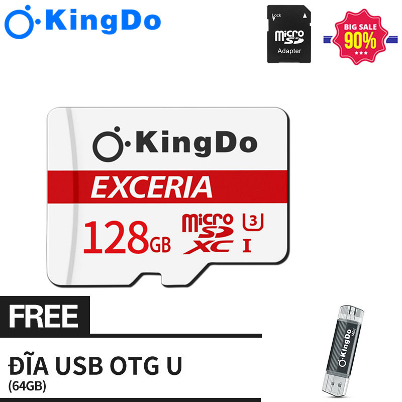 【Với Xiaomi OTG miễn phí】Thẻ nhớ MicroSDXC“Kingdo” Toshiba M203 UHS-I U1 128GB 100MB/s (trắng)
