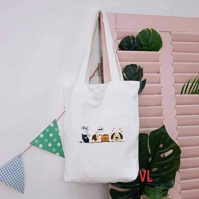 [Túi tote] Túi vải in hình 4 con vật BLA0919