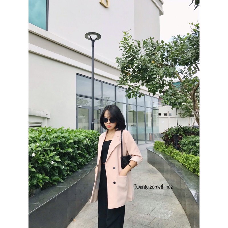 ÁO BLAZER BEIGE 2 LỚP STYLE ULZZANG HÀN QUỐC (ảnh thật/sẵn/có video)