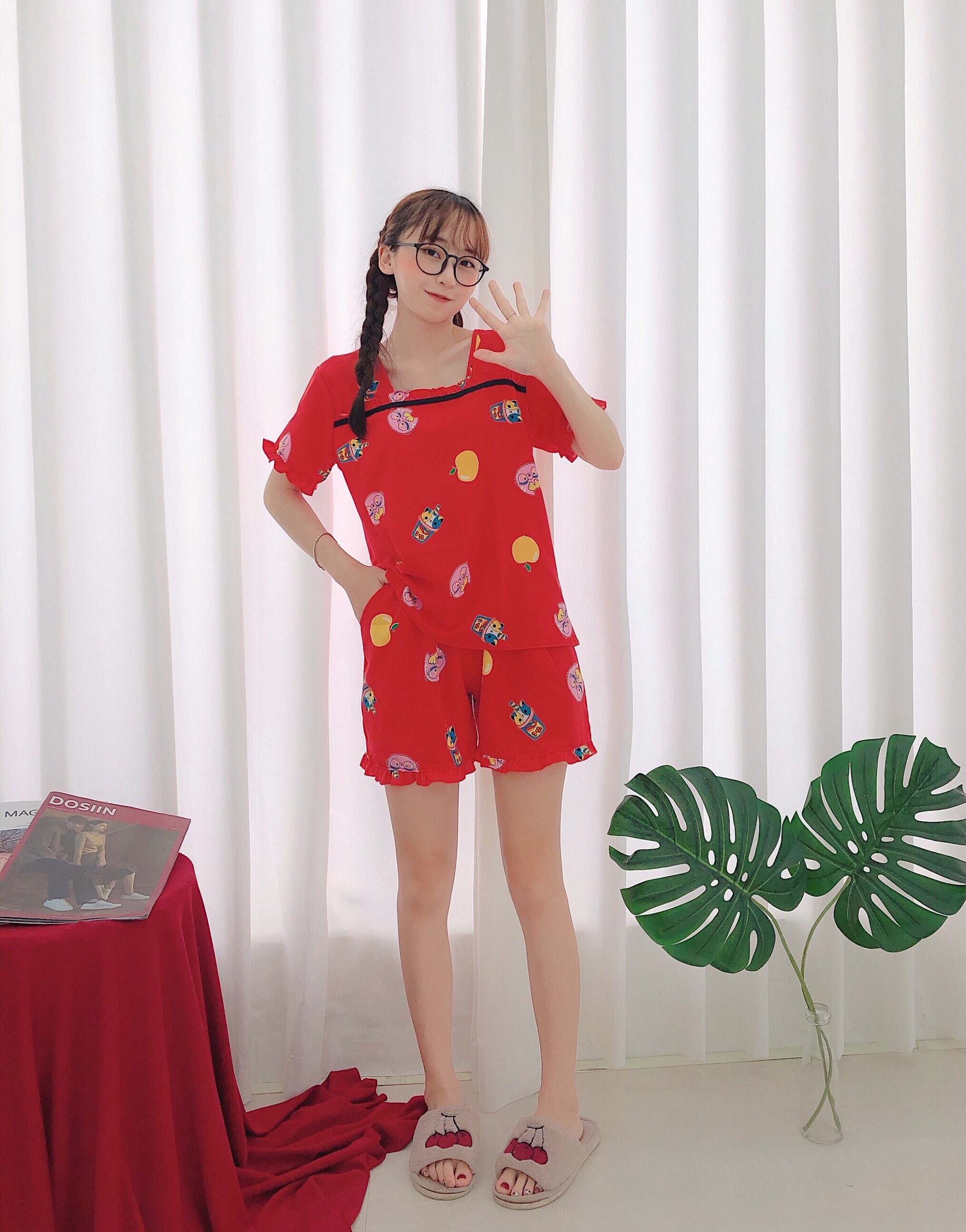 [3 SIZE 45-70KG) Đồ bộ LỤA ĐÙI CỔ VUÔNG PHỐI KẺ CHẤT VẢI LỤA HÀN MỀM MÁT thời trang