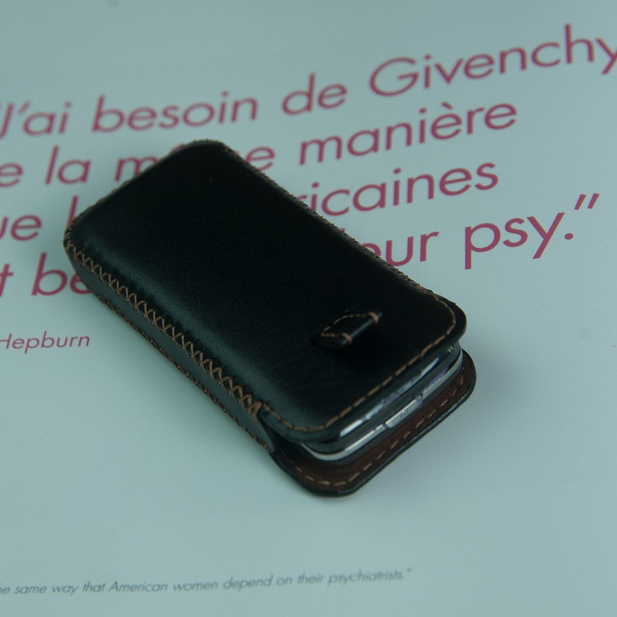 Bao điện thoại Nokia 8800 - Da thật nhập khẩu - Handmade thủ công - Màu Đen