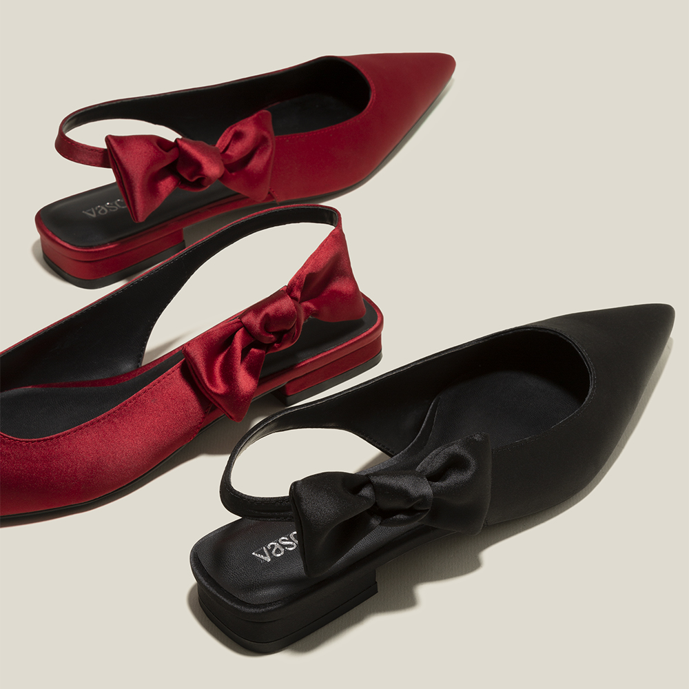 Vascara Giày Slingback Satin Nhấn Quai Nơ - BMN 0575