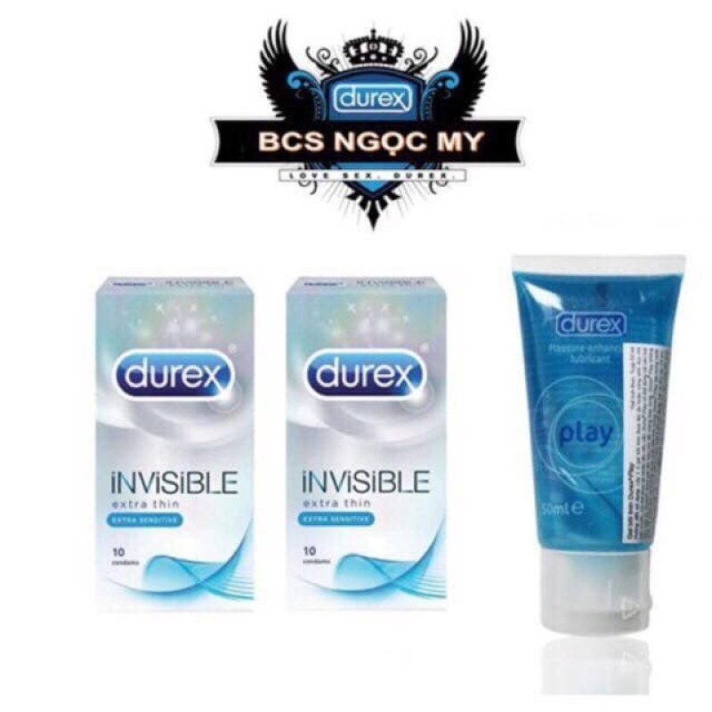 COMBO 2 HỘP DUREX INVISIBLE EXTRA THIN + 1 HỘP GEL DUREX PLAY 50 ML - SHOPXANH1987
