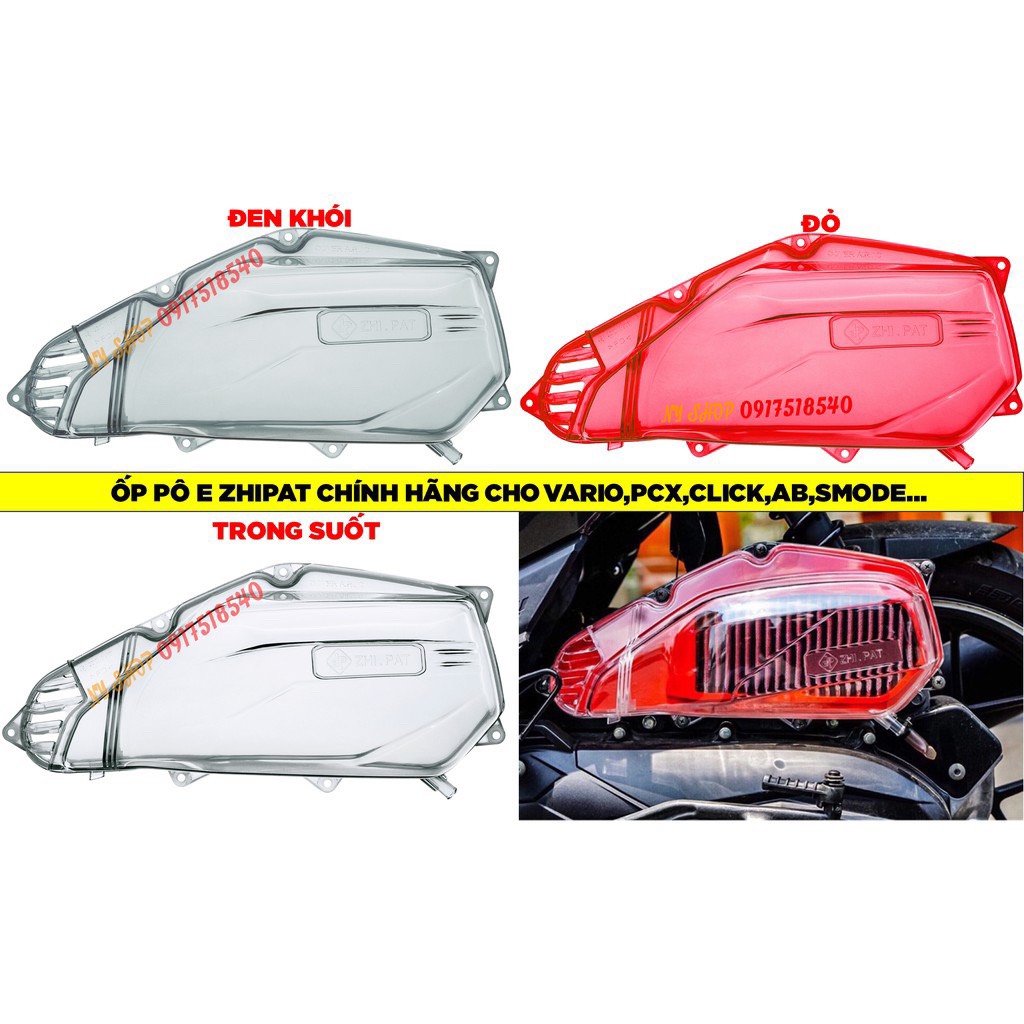 ỐP PÔ E TRONG SUỐT ZHIPAT CHO XE VARIO, CLICK, SH MODE, PCX 2017, AB 2016-2020