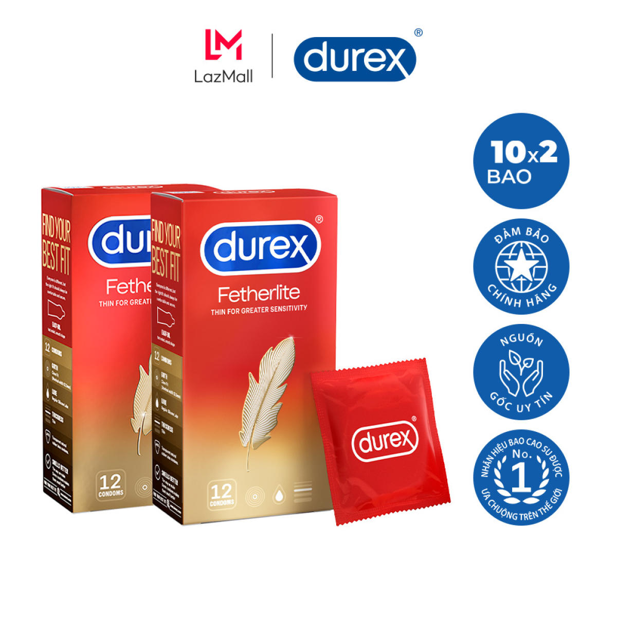 Combo 3 hop durex fetherlite sieu mong cam giac chan that  36 cai