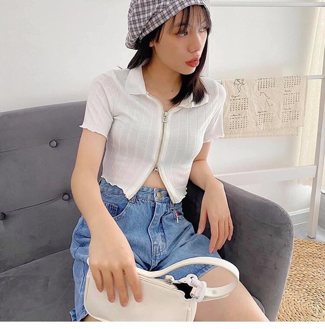 🔥ÁO CROPTOP GÂN DÂY KÉO SEXY