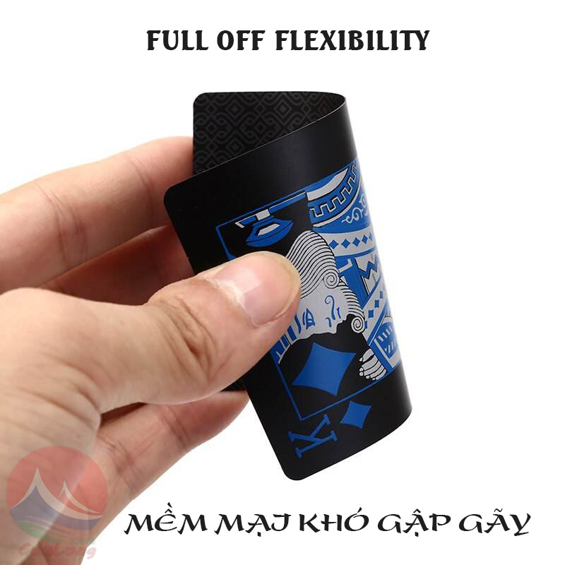 Bộ Bài Tây Nhựa PVC Chống Thấm Nước Chơi Bài Ảo Thuật Phi Bài, màu đen xanh vàng đỏ mềm tú lơ khơ bằng plastic CuuLongstore