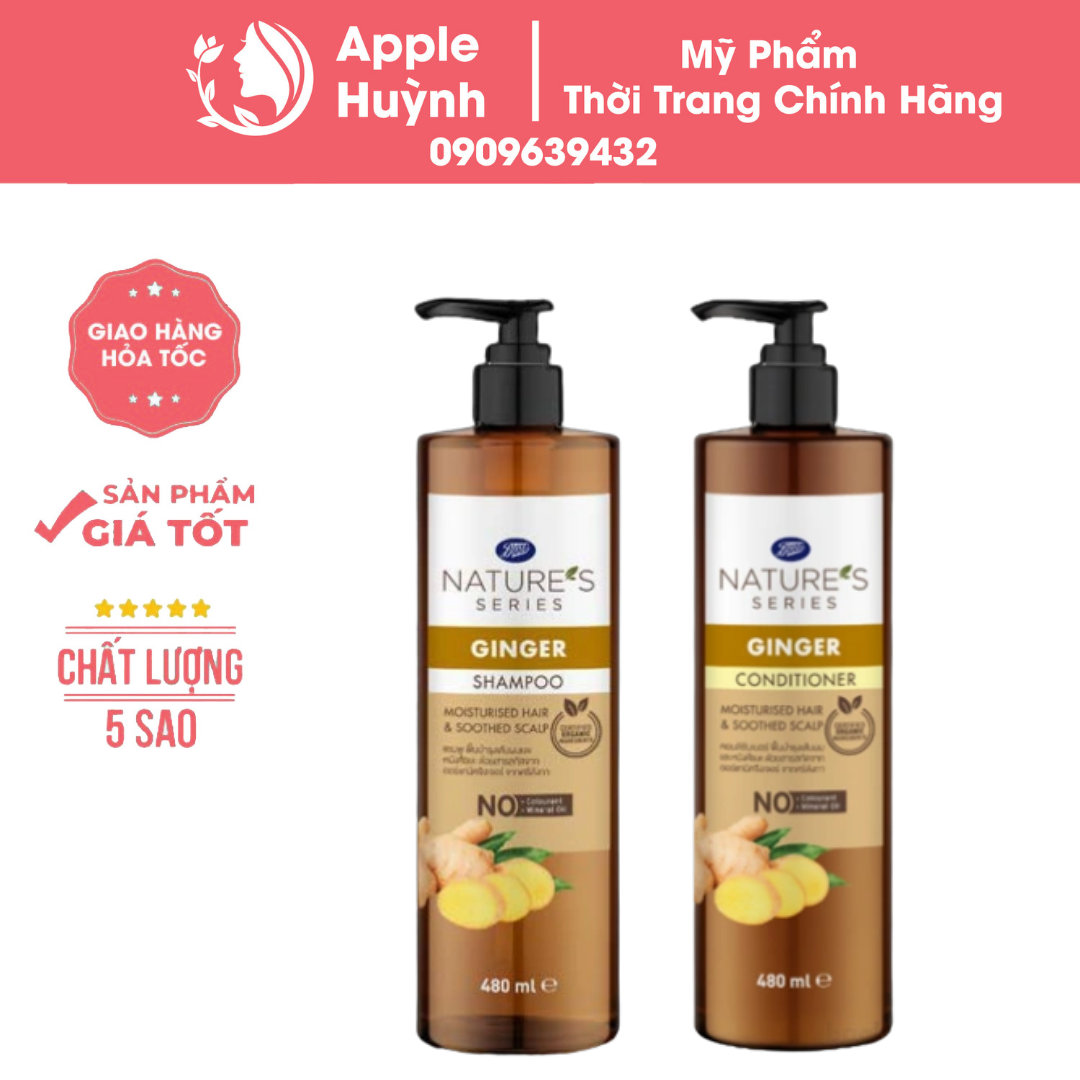 Set 2 In 1 Dầu Gội Xả Gừng Boots Nature s Series Ginger Shampoo And