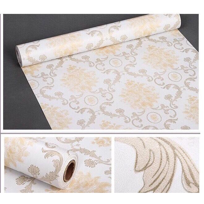 Cuộn 5M x 45cm rộng decal giấy dán tường (có sẵn keo) CHÂU ÂU HOA VÀNG PT199