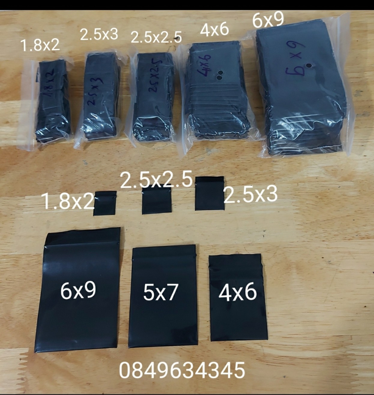 Túi zip mini nhỏ MÀU ĐEN hai mặt