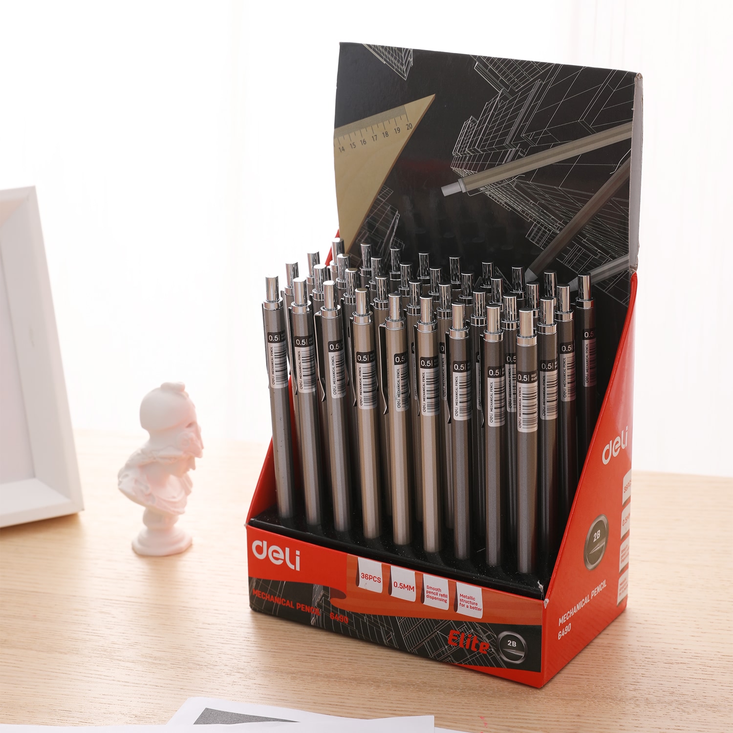 Bút chì kim 0.5mm Deli E6490 Bạc/Nâu