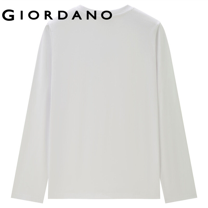 Áo thun nữ T-shirt cổ tròn tay áo dài chất 100% vải cotton phối hình cá tính thời trang trẻ trung thường ngày GIORDANO Free Shipping 05322833
