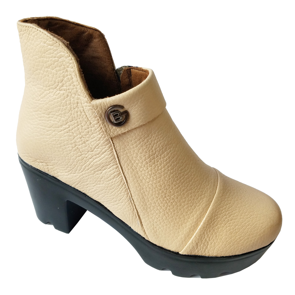 Giày Boot nữ Cổ Thấp BIGBEN Da Bò Cao 7 phân BTN3