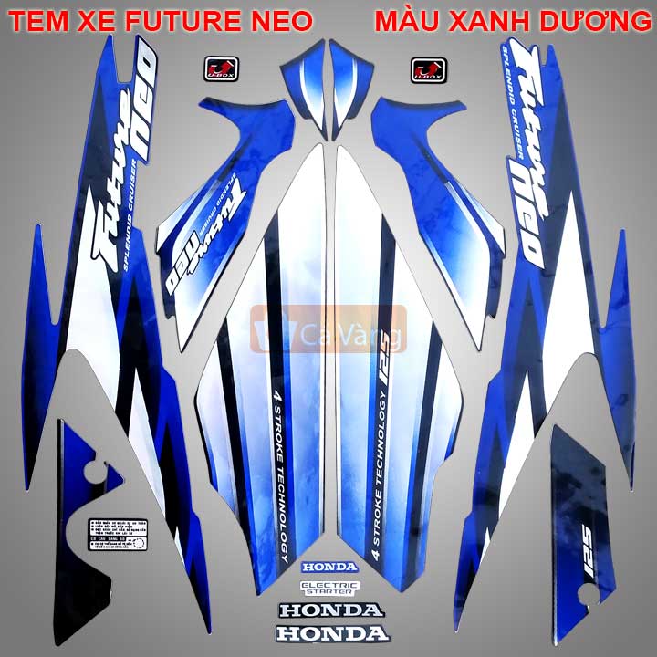 Tem xe máy Future Neo, Tem LOẠI 3 LỚP, tem lây bay màu dán dàn áo xe máy màu XANH DƯƠNG