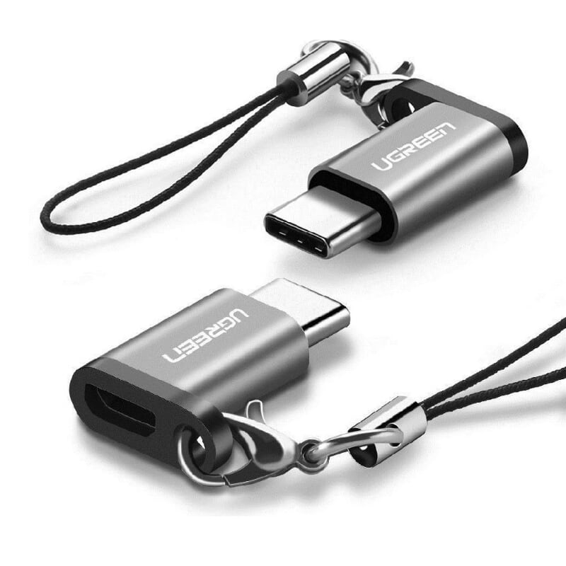 Ugreen 40945 màu xám đầu chuyển đổi type c sang micro usb vỏ nhôm cao cấp dáng móc khoá us189
