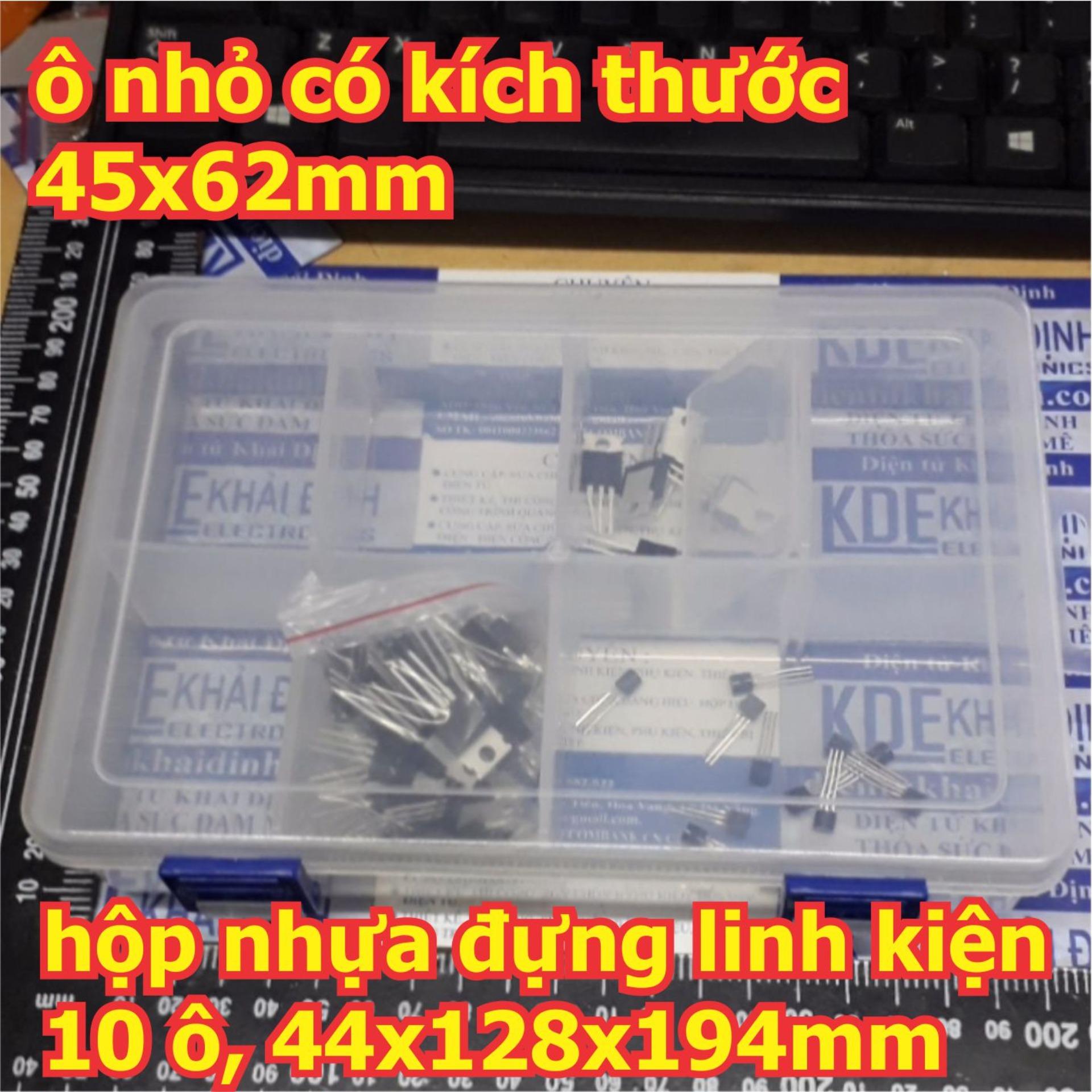 hộp nhựa đựng linh kiện, ốc vít…8 ô, có thể thay đổi, 44x128x194mm kde4711