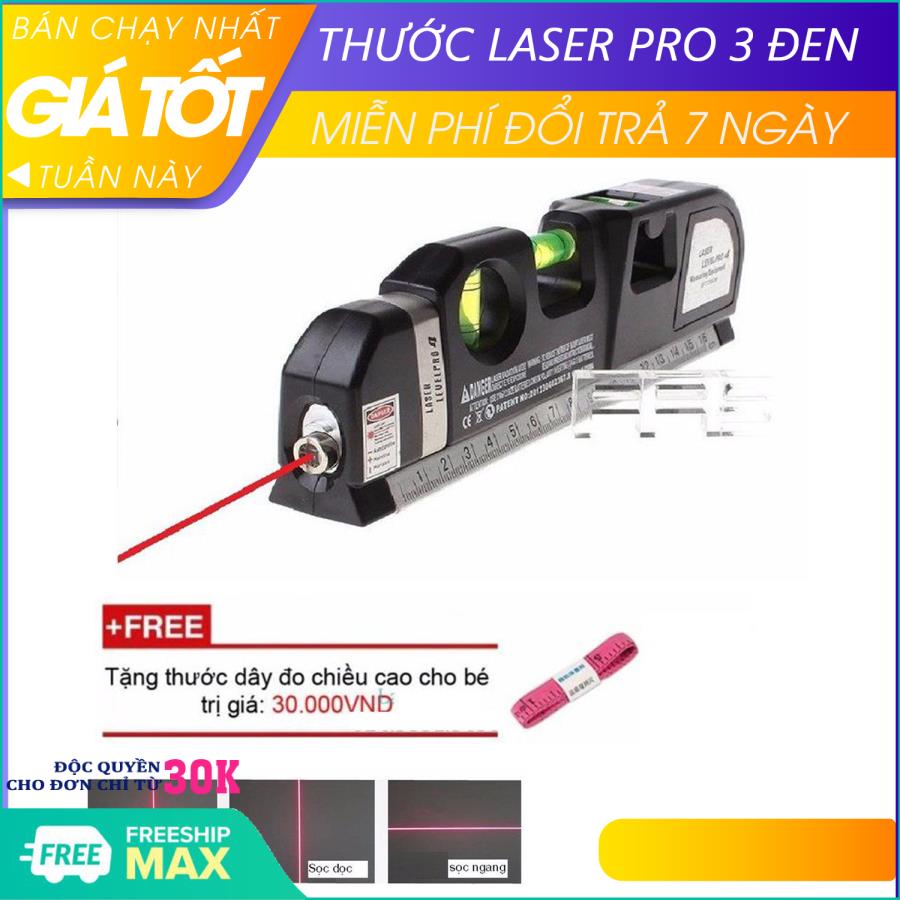 Thước đo khoảng cách bằng tia laser PRO3 (Đen), Thước đo khoàng cách, thước Laser + Tặng thước dây đo chiều cao