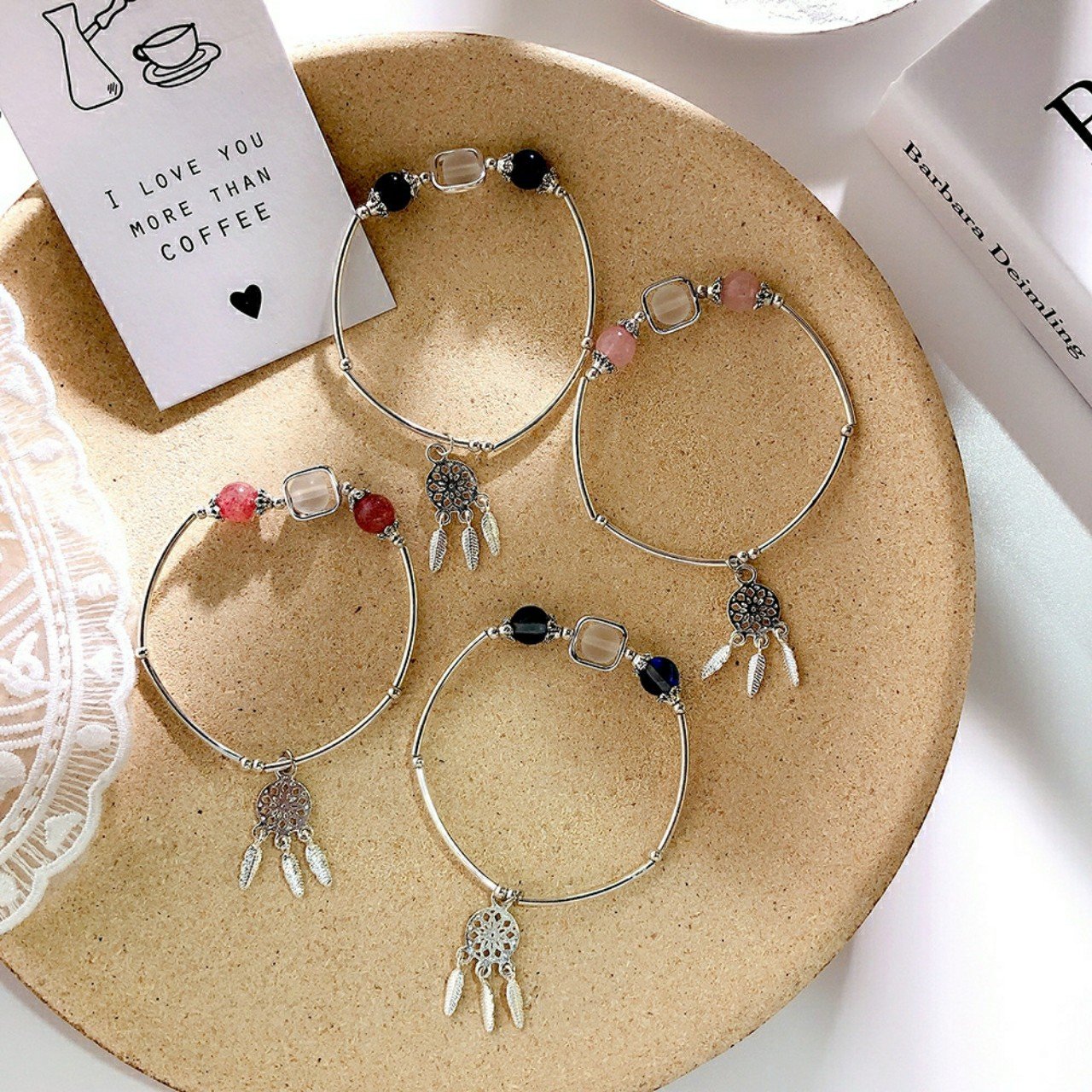 Vòng tay lắc tay Dreamcatcher mix đá