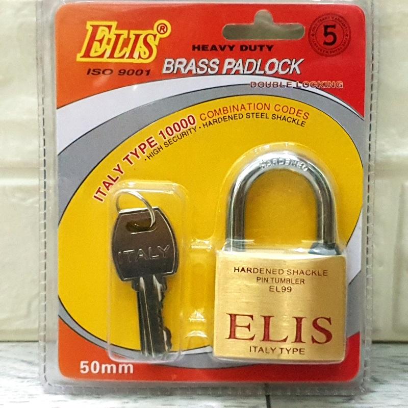 Ổ Khóa Đồng Thau ELIS 5cm Logo đỏ ( made in Italy )