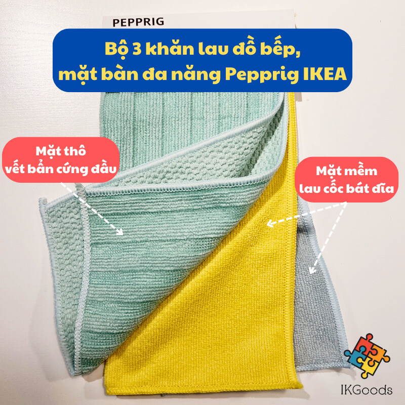 Bộ 3 khăn lau đồ, mặt bàn đa năng Pepprig IKEA