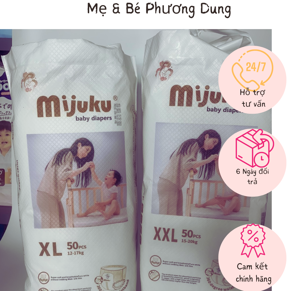 BỈM MIJUKU CỘNG MIẾNG (BAO 52 MIẾNG) DÁN QUẦN - SIZE S - M - L - XL ...