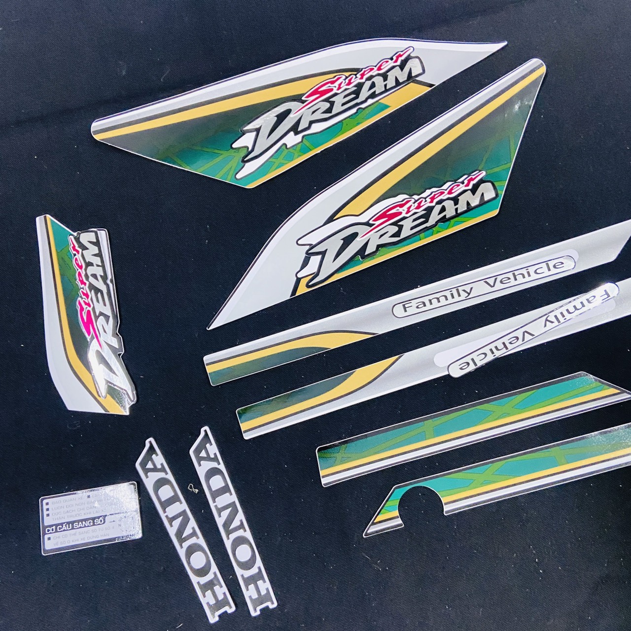 [HCM]Bộ tem rời dán xe Super Dream đời 2010 màu XANH LÍNH chất liệu cao cấp như zin