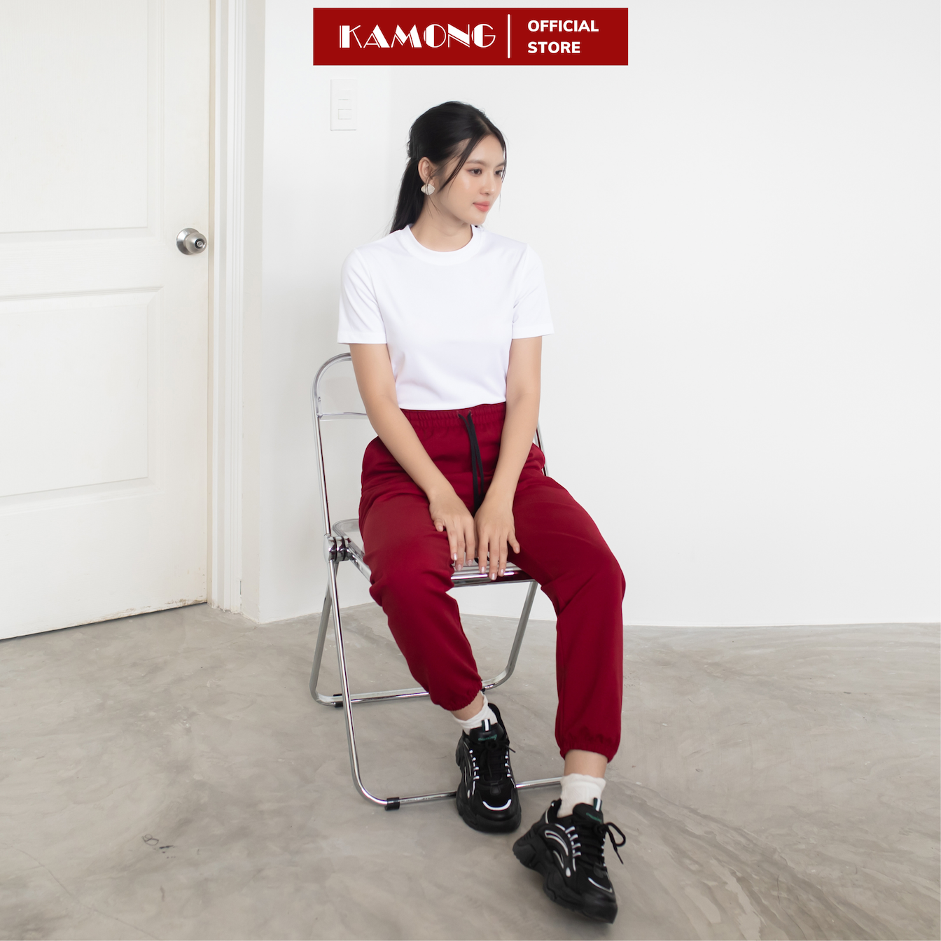 Áo thun nữ tay ngắn KAMONG kiểu dáng basic chất liệu thun tăm A152