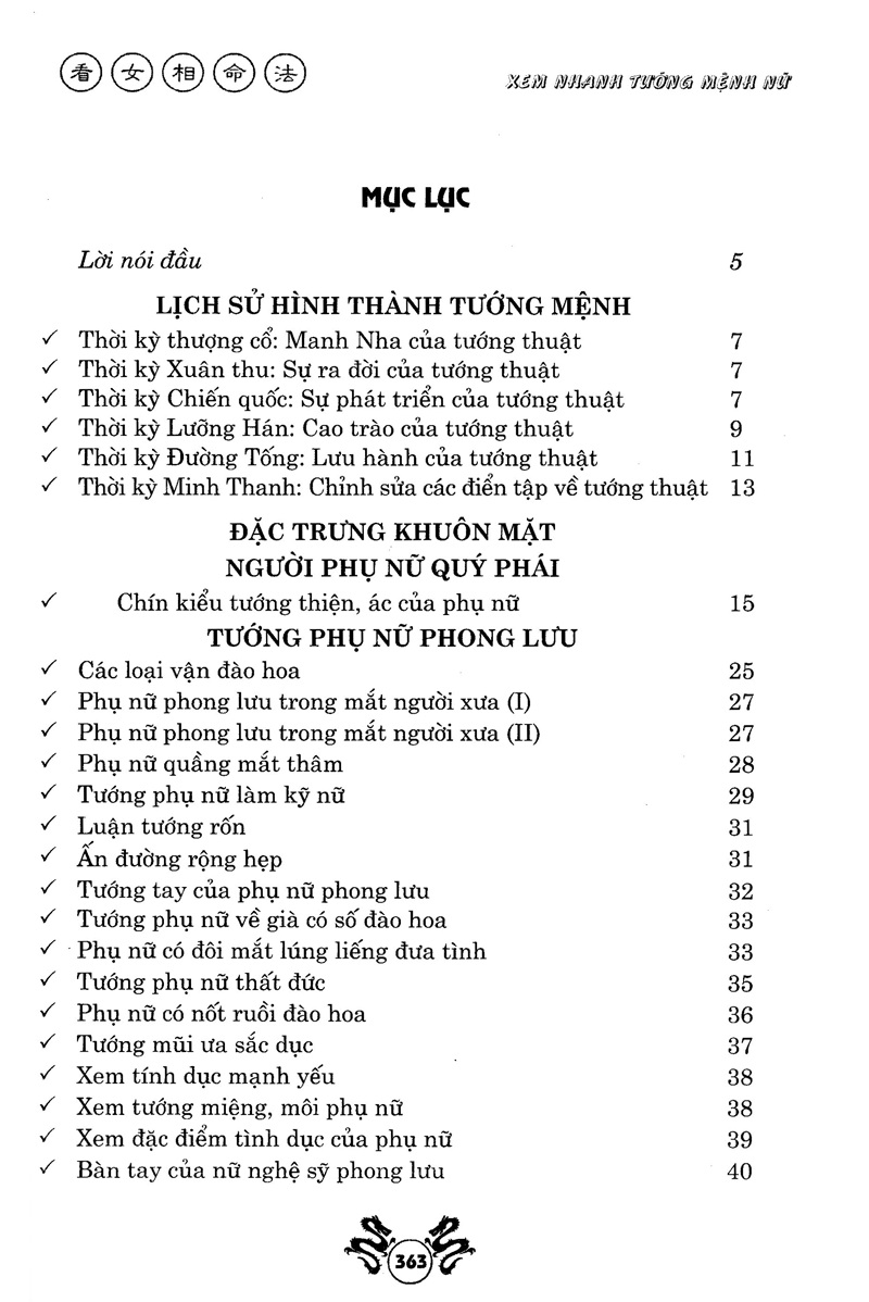 Xem Nhanh Tướng Mệnh Nữ